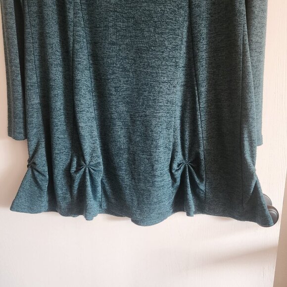 Soft Surrounding Cowl Neck Bow Hem Detail Knit Sweater Tunic Heather Green Sz. S - Picture 3 of 5